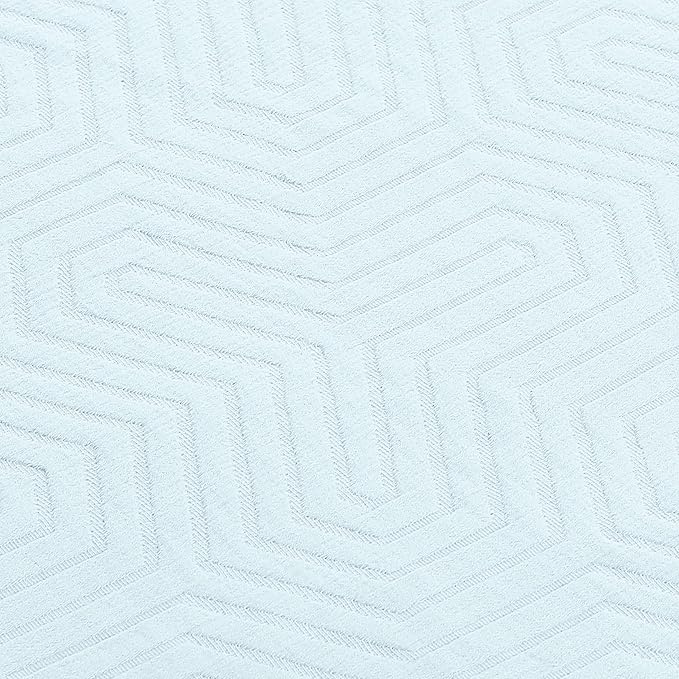 Threadmill Luxury Cotton Blankets for Queen Size Bed | All-Season 100% Cotton Queen Size Blanket | Aster Jacquard Cozy Lightweight, Soft Breathable Coverlet fits Full Size Bed, 90x92 | Light Blue