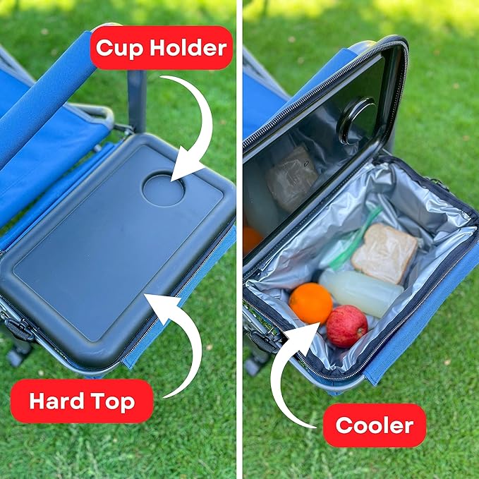 RMS XXL Extra Wide Folding Director Chair – Supports 600lbs Weight - Heavy Duty for Camping, Home Patio and Sports - Portable and Collapsible with Side Table, Cooler and Carrying Bag - Blue
