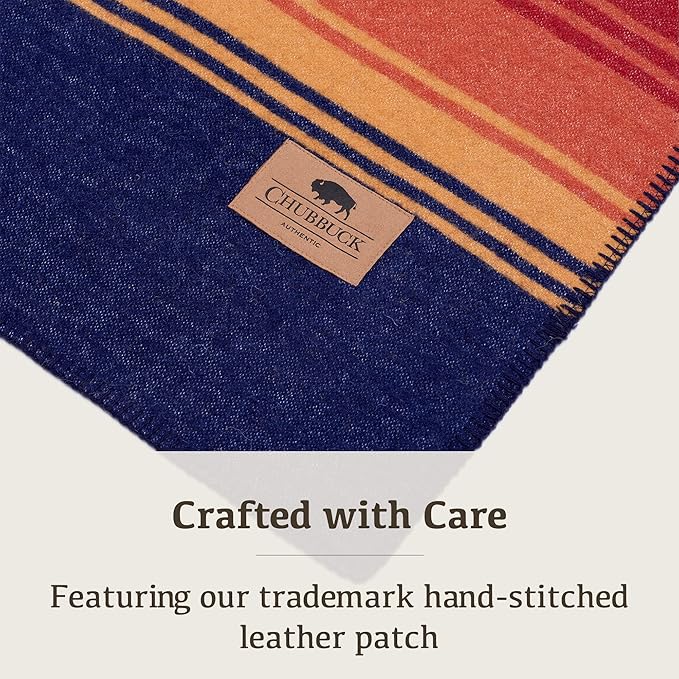 Chubbuck 100% Wool Blanket Camping (60" x 84") - Large Warm Blanket for Camping, Emergency, Outdoor Concerts and Home Use - Reversible, Fire Retardant, Soft and Warm Blankets for Winter (Sunset)