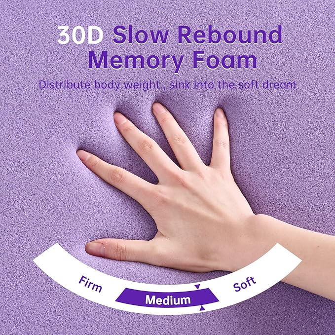 MUXHOMO 3.9 Inch 7-Zone Twin XL Mattress Topper, Egg Crate Memory Foam Mattress Topper Twin XL for Back Pain, Lavender Cooling Gel Infused Bed Pad, CertiPUR-US and Oeko-TEX Certification (79"×38")