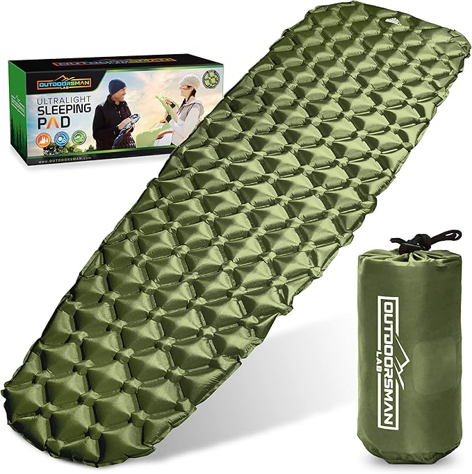 Sleeping Pad for Camping - Patented Camp Mat, Ultralight - Best Compact Inflatable Air Mattress for Adults & Kids - Lightweight Hiking, Backpacking, Outdoor & Travel Gear