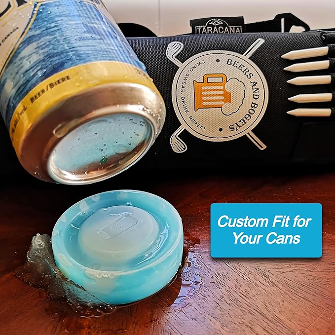 ArcticChill Golf Cooler Ice Packs – Custom Fit Can Coolers for Golf Bag Beer Sleeves – Reusable Round Freezer Packs for Keeping Drinks Cold on The Course (Set of 6, Arctic Blue)