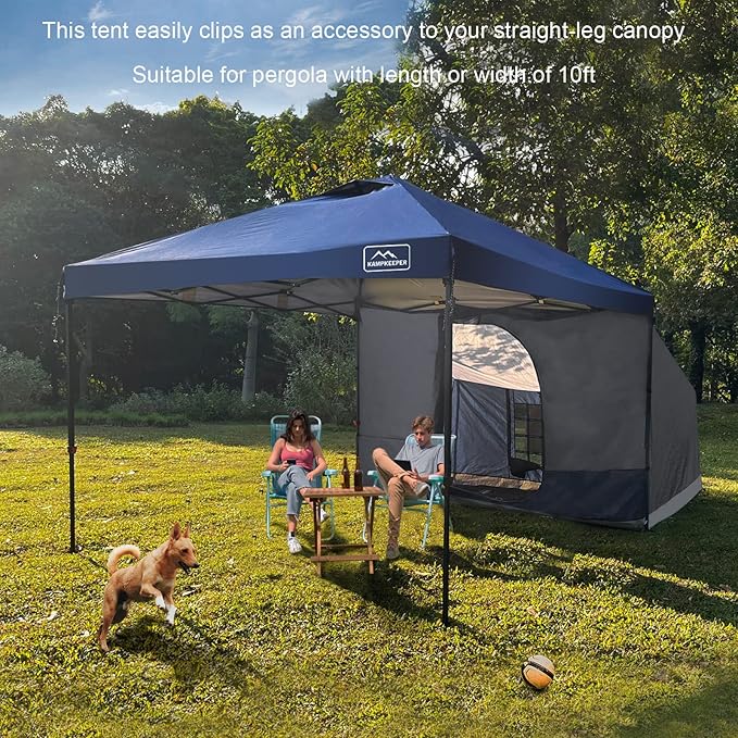 KAMPKEEPER Side Tent,Camping Tent for 10' x 10' Pop Up Canopy, Easy Set Up Gazebo,Compatible with 10' Wide Canopy Tents (Grey)