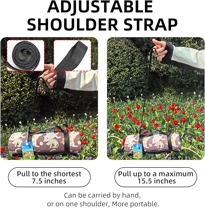 Outdoor Picnic Blanket Brown Cat&Dog 80"x80" Large Sandproof Beach Blanket Waterproof Picnic Blankets Foldable for Caming, Beach, Outdoor Activities.