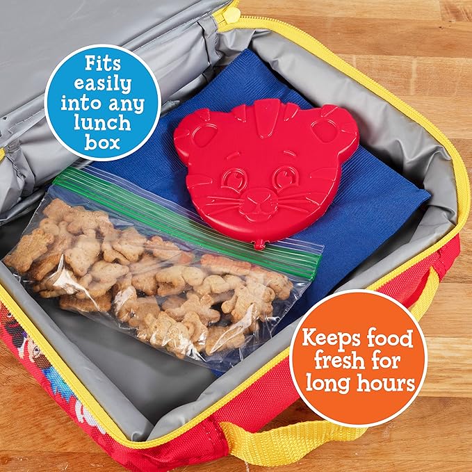 Daniel Tiger Reusable Hard Ice 3 Pack- Slim Lightweight Design, Cool Thin Freezer Packs Keeps Food Cold for Longer- Easily Fits Inside Kids School Lunch Box Bento or Insulated Bag