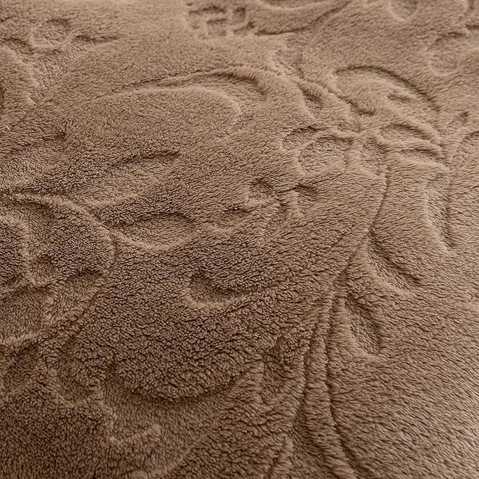 UKELER Ultra Soft Fuzzy Sherpa Bed Throw Blanket 50 × 60 inch, Thick Floral Fleece Blanket for All Season, Warm and Cozy Blankets for Couch Bed Sofa Office Camping, Coffee