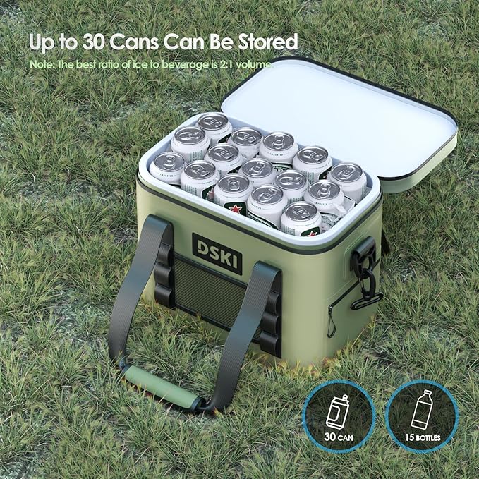 34 Can Soft Cooler Soft Ice Bag Deep Freeze Cooler Ice Chest Collapsible Leak-Proof for Beach Coolers Travel Cooler for Camping, Kayaking, Fishing