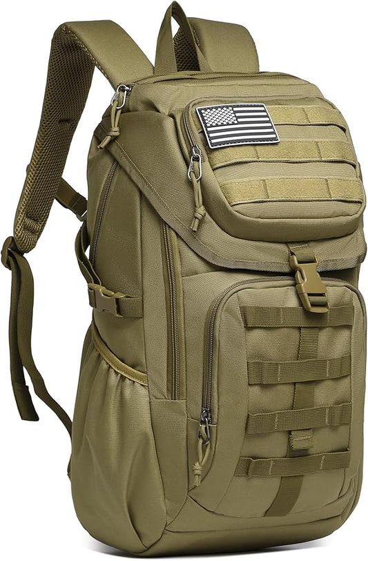 Wotony Tactical Assault Pack Backpack Molle Military Backpack Outdoor Hiking Camping Rucksack Waterproof backpack for men (khaki, 25L)
