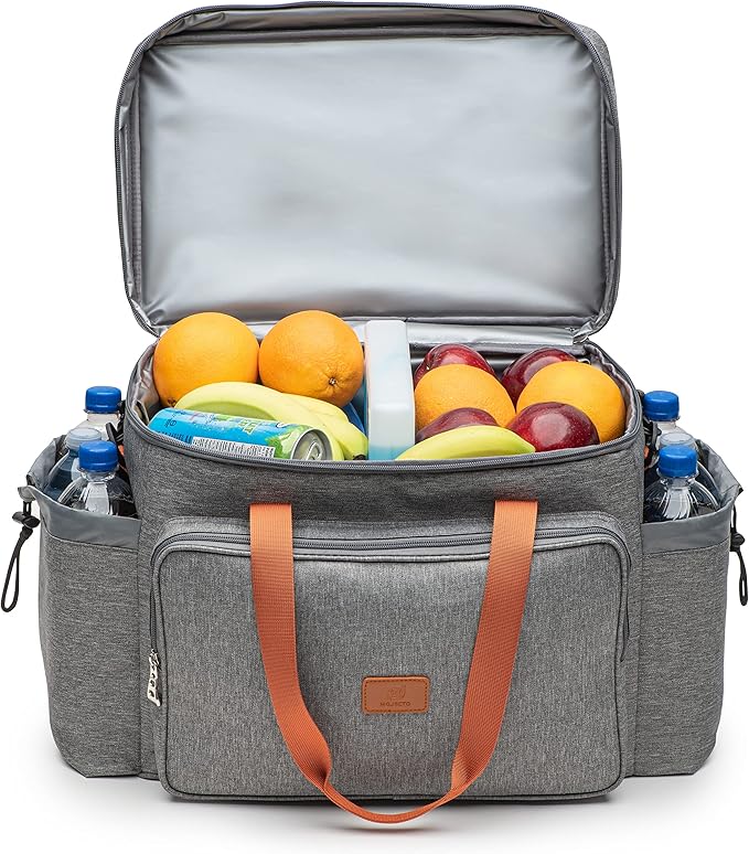Extra Large Cooler Bag with Hard Board Bottom. Heavy Duty 900D Fabric, Thick Insulation, Heat Sealed Liner, Many Pockets, Smooth Zipper, Removable Straps.