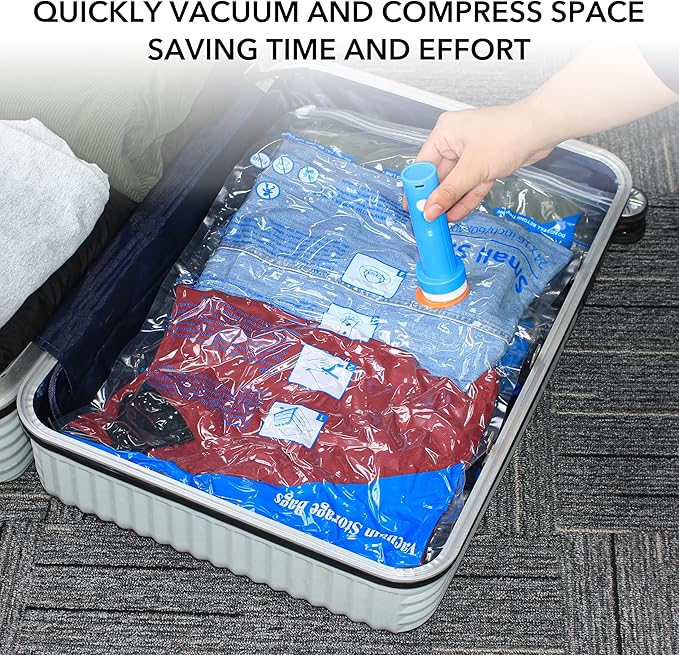 MEIQIHOME Vacuum Storage Bags, Space Saver Sealer Bags,Vacuum seal bags for clothing, Pillows, Comforters, Blankets, Bedding,Travel,16 Pack With Coldless Pump