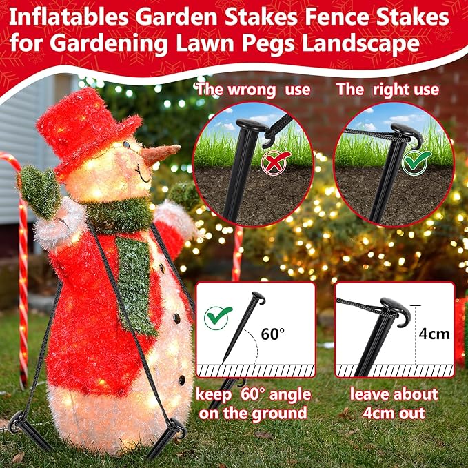 Vicenpal 24 Pcs 7 Inch Plastic Yard Stakes Inflatables Heavy Duty Plastic Garden Stakes for Tent Ground Replacement Outdoor Fence Lawn Pegs Landscape Staples Halloween Christmas Decorations (Black)