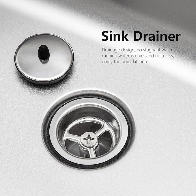 Portable RV Sink, 16.54×14.57×5.91 Inch Small Stainless Steel Bar Camping Sink with Folde Faucet and Tempered Glass Cover for Camper Trailer Caravan