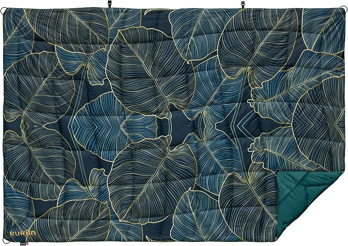 Versatile Packable Outdoor Camping Blanket, Puffy Blanket, Primaloft® Insulation, Warm, Durable, Lightweight, Waterproof, Oversize, Beach, Stadium, and More! 55"x80" (Golden Foliage)