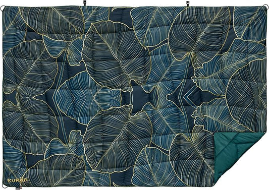 Versatile Packable Outdoor Camping Blanket, Puffy Blanket, Primaloft® Insulation, Warm, Durable, Lightweight, Waterproof, Oversize, Beach, Stadium, and More! 55"x80" (Golden Foliage)