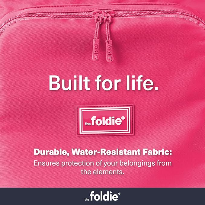 The Foldie Packable Backpack for Travel 32L - Lightweight Foldable Backpacks with Trolly Sleeve & RFID Protection - Water-repellent Casual Daypack Backpacks for Hiking, Camping & Gym - Pink