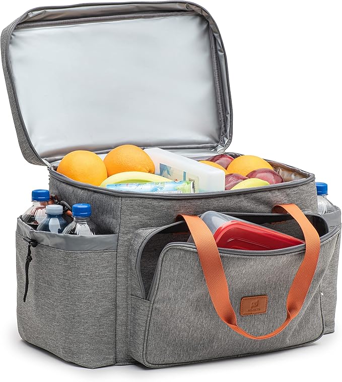 Extra Large Cooler Bag with Hard Board Bottom. Heavy Duty 900D Fabric, Thick Insulation, Heat Sealed Liner, Many Pockets, Smooth Zipper, Removable Straps.