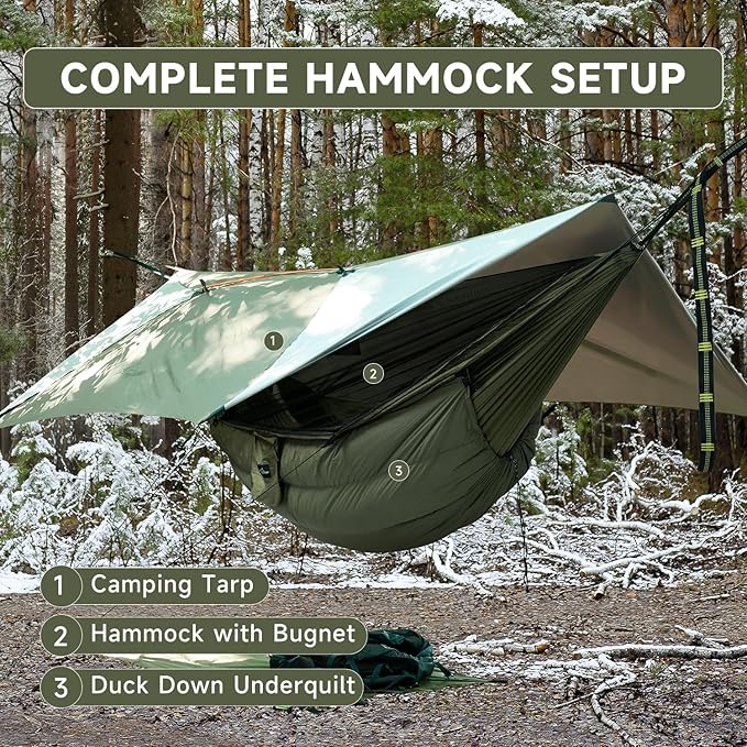 Duck Down Underquilt for Camping Hammock, 400g Duck Down Filling, Warm Insulation Ultralight Hammock Under Quilt, Portable for Hiking, Backpacking