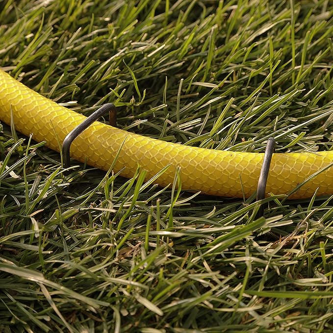 GardenMate Pack of 50 x 6''/150mm U-Shaped Multi-Purpose Steel Garden Securing Pegs - Ideal for securing Weed Fabric, Landscape Fabric, Netting, Ground Sheets and Fleece - Made of 2.9mm Steel Wire