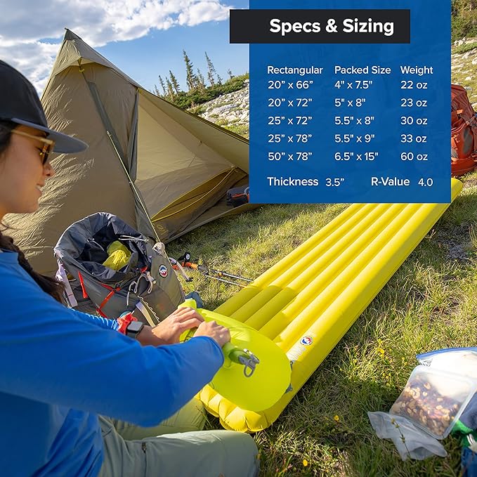 Big Agnes Divide - Lightweight, Compact, Air Chamber Sleeping Pad, Wide Regular, Warm Olive