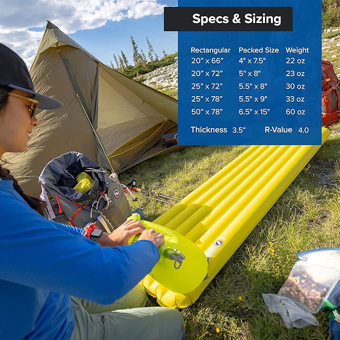 Big Agnes Divide - Lightweight, Compact, Air Chamber Sleeping Pad, Wide Long, Warm Olive
