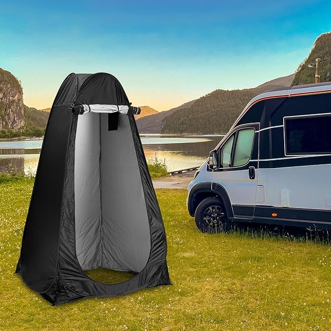 Portable Pop-Up Privacy Tent – Black/Green & Carry Bag. Outdoor Shower, Toilet, and Changing shelter. Water-Repellent, Compact, UV-Protective. Privacy Tent for Camping, Beach, Hiking, and Festivals.