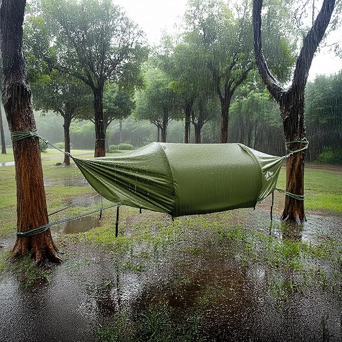 Night Cat Flat Lay Hammock Tent with Mosquito Net Waterproof Rainfly Storage Room for 1 Person Backpacking Hiking Camping Lightweight 330LBS 87x28x19in