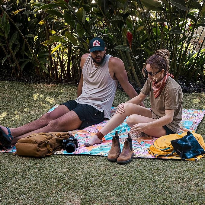 Nomadix Festival Blanket - Perfect for Picnics, Camping, & Lawn Seating - Plush Top & Water Resistant Base - Made with Post Consumer Recycled Materials - Jungle - 60x72