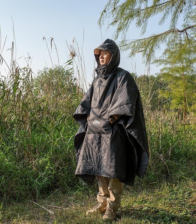 iClimb Hooded 3M Thinsulate Insulation Warm Camping Blanket Wearable Poncho Ultralight Compact