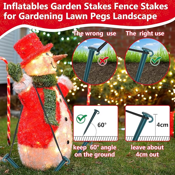 Vicenpal 24 Pcs 7 Inch Plastic Yard Stakes Inflatables Heavy Duty Plastic Garden Stakes for Tent Ground Replacement Outdoor Fence Lawn Pegs Landscape Staples Halloween Christmas Decorations (Green)