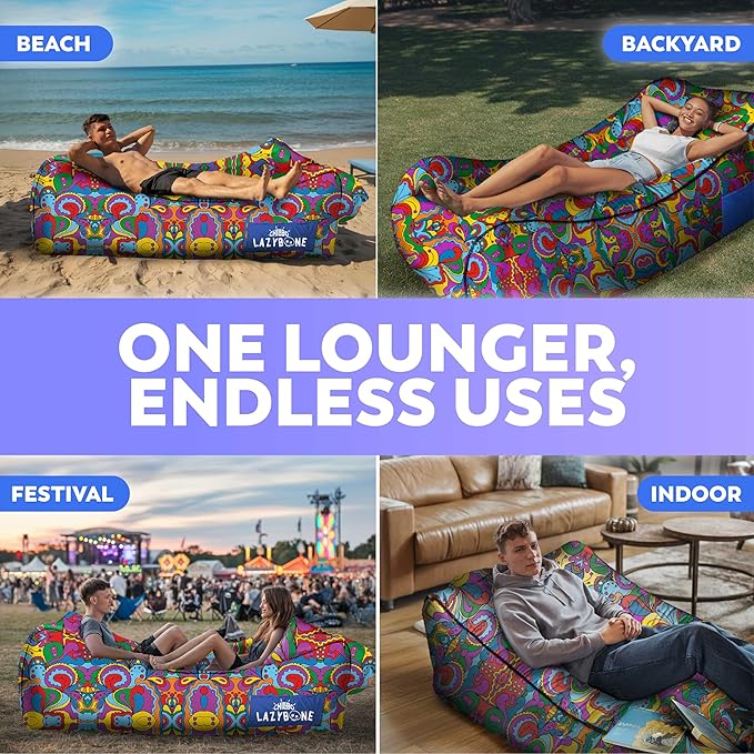 Chillbo Lazybone Inflatable Couch - Ultimate Inflatable Lounger for Maximum Chill - The Perfect Blow Up Couch for Music Festivals Or Inflatable Lounger for Camping