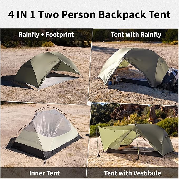 Naturehike Mongar Pro 1/2/3 Person Backpacking Tent,Waterproof Nylon Easy Setup Lightweight Camping Tent