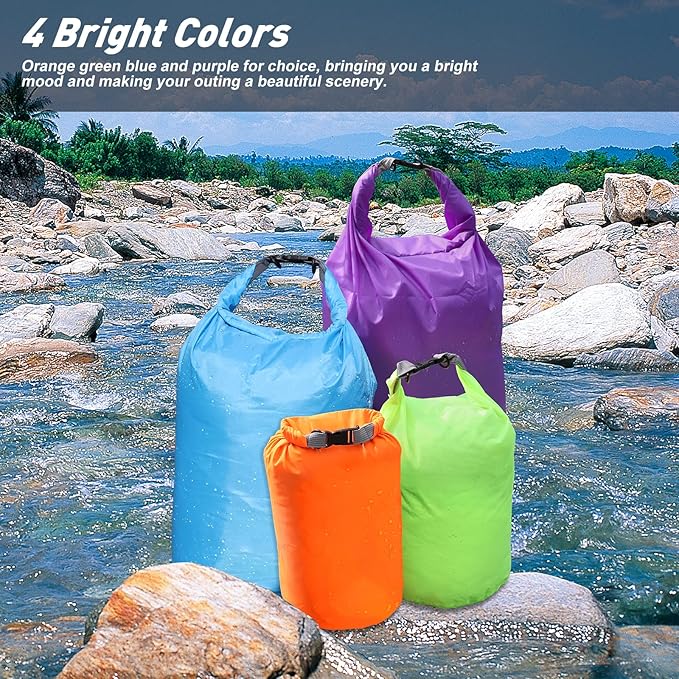 R2Depot Waterproof Dry Bag, 5L/10L/20L/40L/70L Dry Storage Bag for Kayaking, Gym, Hiking, Swimming (Orange, 20L)
