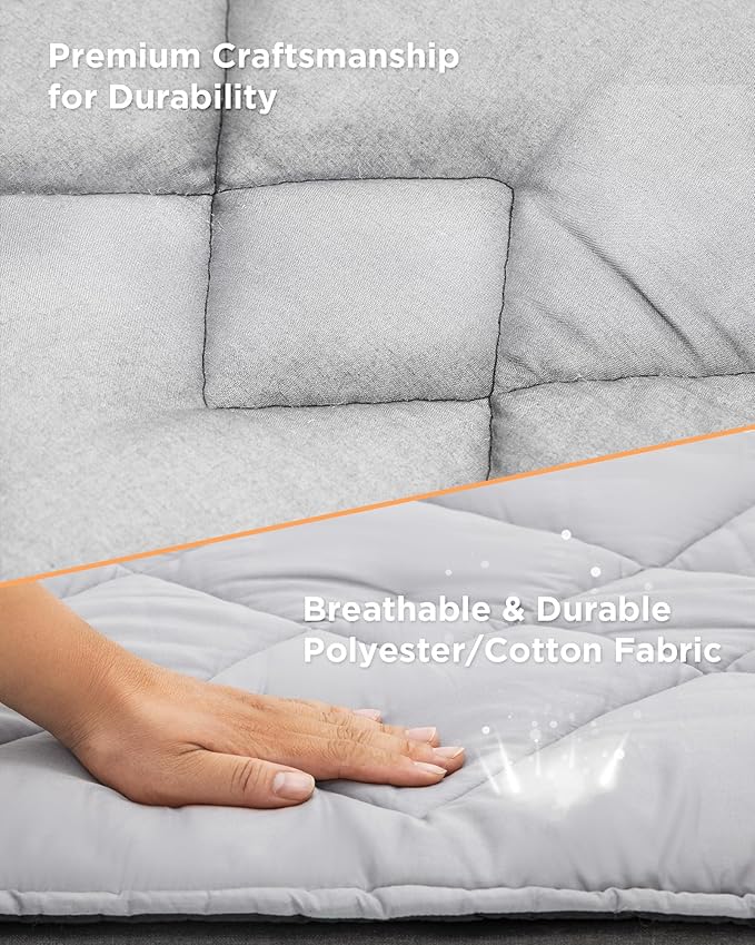 KingCamp Cot Mattress, Portable Lightweight Camping Sleeping Mat Soft Comfortable Non-Slip Cot Pad for Camp Cot, RV Bunk & Twin Beds (75" x 25" x 2", Gray)