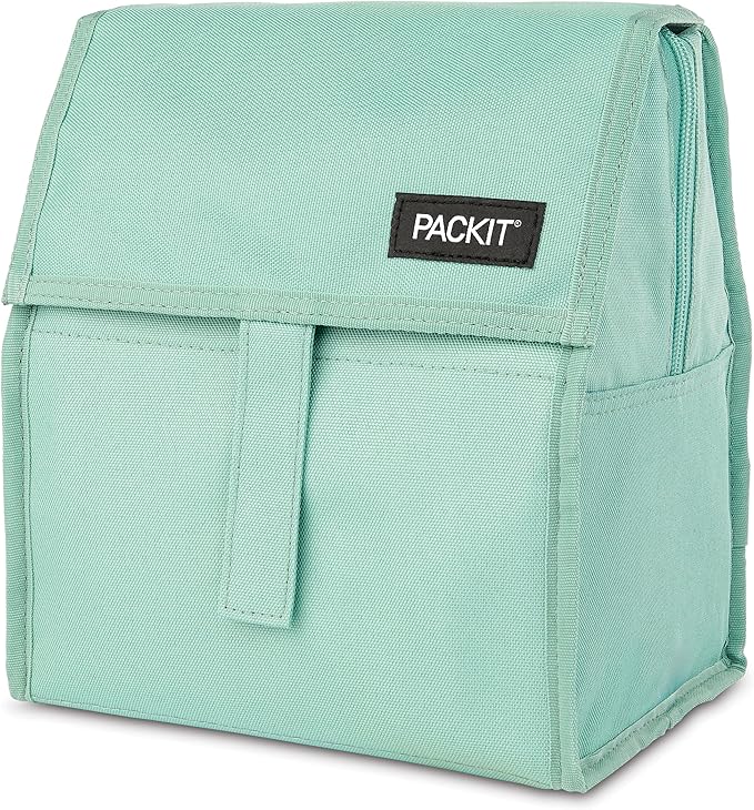 Packit® Freezable Lunch Bag, Sage, Built with ECOFREEZE® Technology, Foldable, Reusable, Zip and Fold Closure with Buckle Handle, Designed for Work Lunches and Fresh Lunch On the Go
