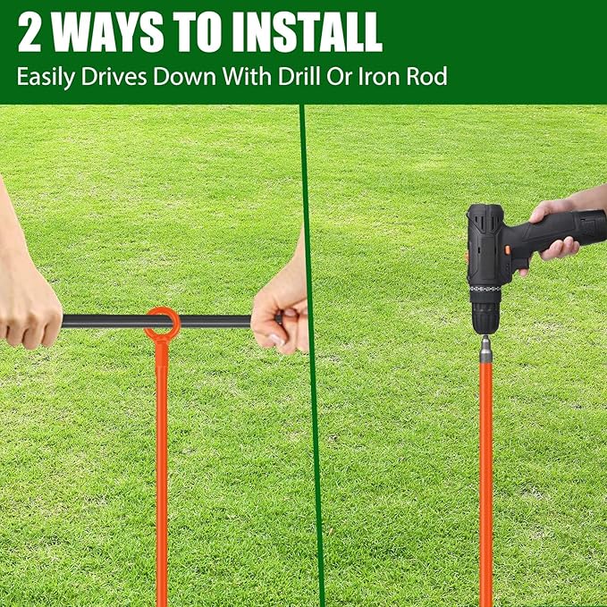 Chumia 6 Pcs 18 Inch Ground Anchor Spiral Blade Heavy Duty Earth Anchors Swing Set Metal Shed Kit for Garden Securing Trees Tents Trampoline Canopies Shelters (Orange)