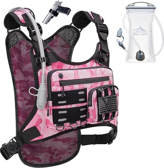 Running Vest with 2L Water Bladder, Hydration Backpack, USA Original Patent, Lightweight Hydration Pack with Gear Holder, Reflective Chest Pack for Men Women for Marathon