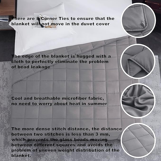 L'AGRATY Weighted Blanket - 80"x87" 20lbs Cooling Breathable Heavy Blanket Microfiber Material with Glass Beads for Adult All-Season Summer Fall Winter Soft Thick Comfort