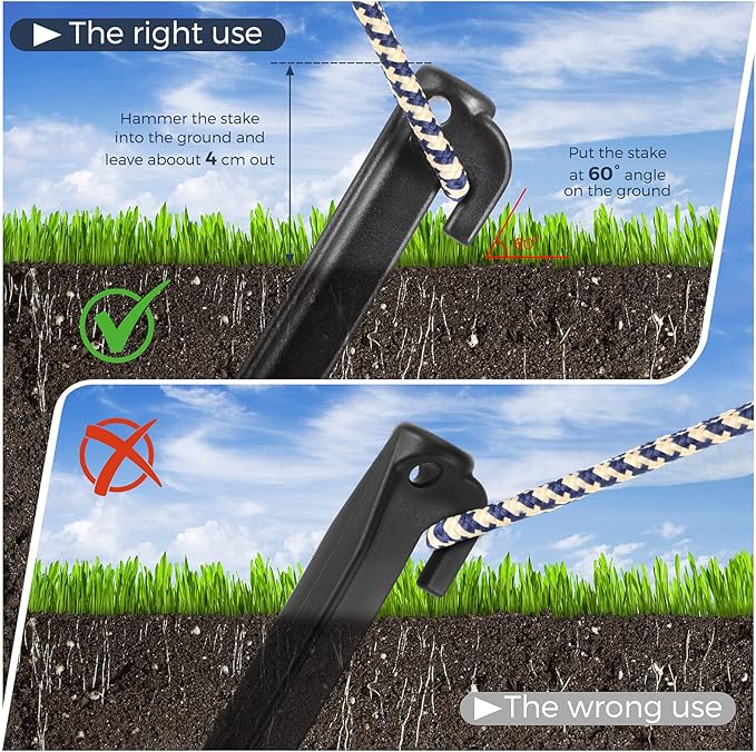 9 Inch Plastic Inflatable Tent Stakes Black Replacement Yard Inflatable Accessories for Camping Tent Pegs Garden Home Decorations