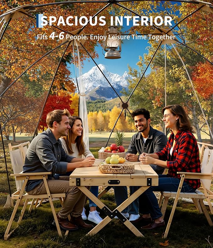 10x10 ft Pop Up Bubble Tent, 4-6 Person Camping Shelter, 540°Degree Fully Transparent, Weather-Resistant Bubble Dome, Portable Design for Outdoor Activities, Sports Events, Fishing