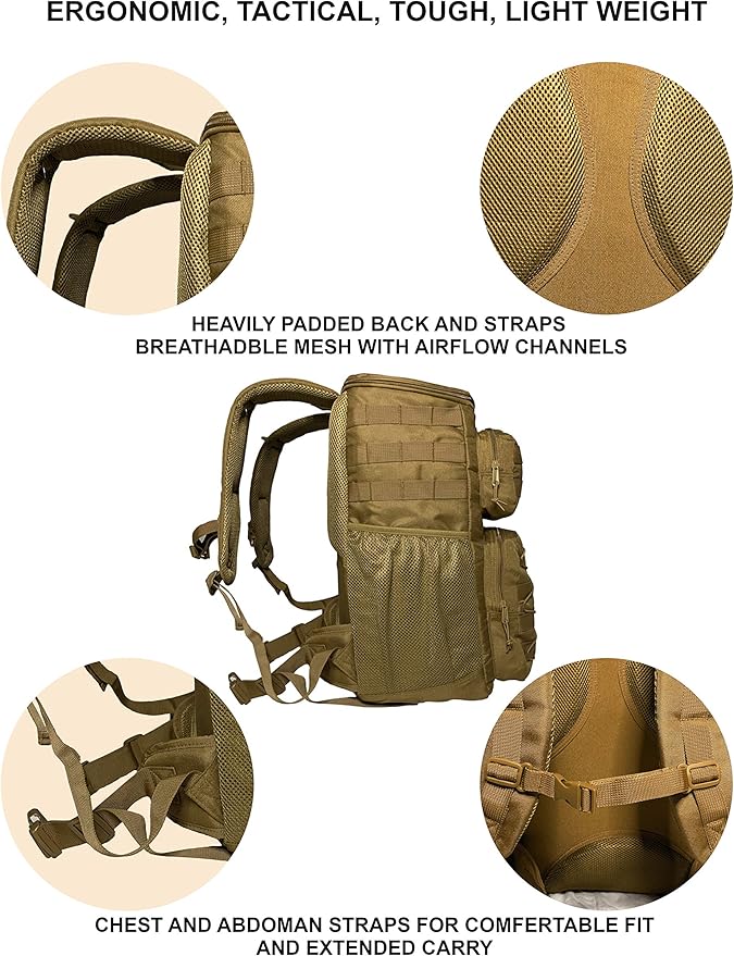 Cooler Backpack, Tactical, Insulated. Heavy Duty, Extra Large, Leak Proof for Hiking, Camping, Beach. Bonus, Credit Card Multi Tool Included