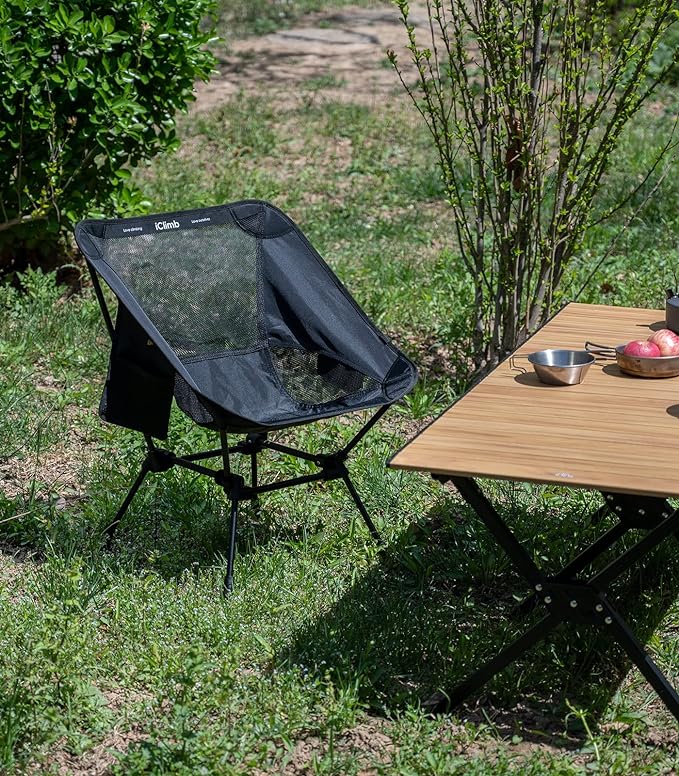 iClimb Ultralight Compact Camping Folding Beach Chair with Anti-Sinking Large Feet