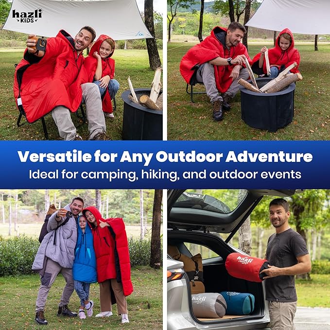 Comfortable Wearable Stadium Blanket - Camping Poncho - Large Outdoor Hooded Windproof Sports Blanket