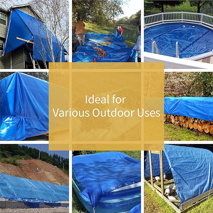 GUARD SHIELD Blue Tarp Waterproof 16x20 Feet Medium Duty All Purpose Poly Tarps Cover 7mil