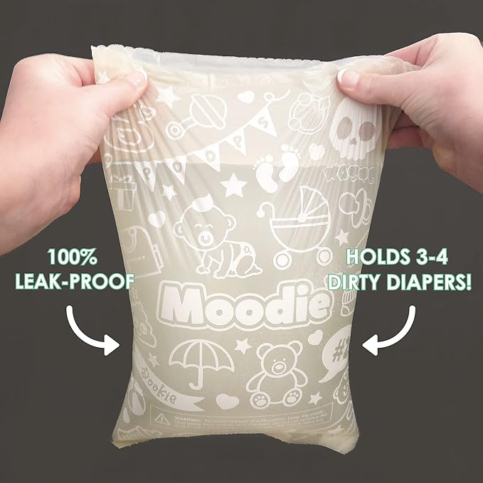 Teddy Bear Diaper Bag Dispenser | Diaper Trash Bags on the Go Dispenser w/Silicon Strap | 15 UNSCENTED Baby Poop Bags per Roll | Dirty Diaper Bags Disposable | Diaper Waste Bags (SAGE GREEN)