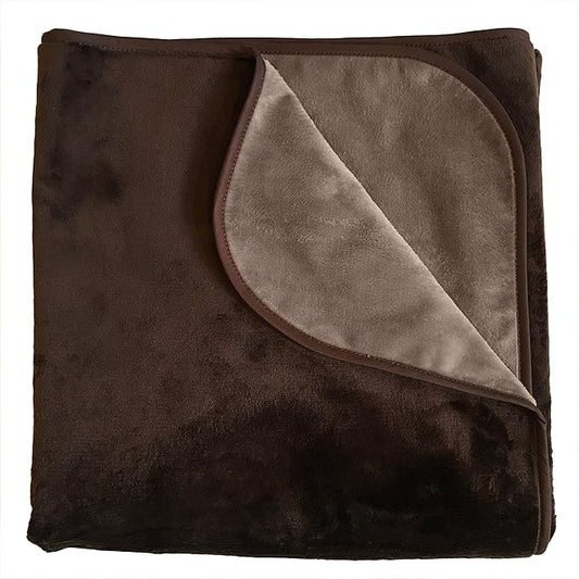 Mambe Silky Waterproof Throw for Protecting Furniture Bed Couch from Stains Caused by Dogs, Cats, Incontinence. Soft, Washable, Reversible. (Size Medium 70x70 inches, Color Chocolate/Cappuccino)