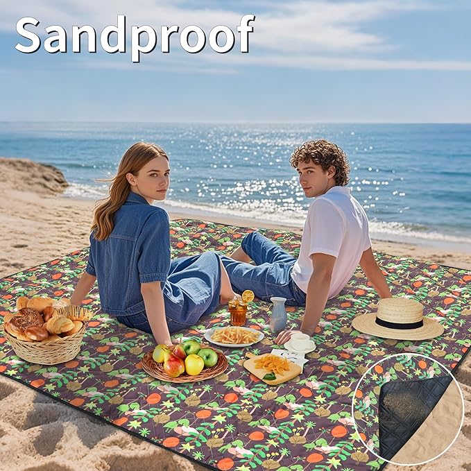 Outdoor Picnic Blanket Brown Tree 60"x80" Sandproof Beach Blanket Waterproof Picnic Blankets Foldable for Caming, Beach, Outdoor Activities.