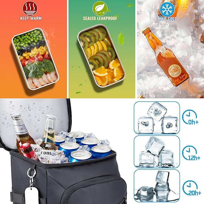 Cooler Backpack, 33 Cans Tactical Inspired Backpack Cooler Insulated Leak Proof for Men & Women Portable 2 Leak Proof Compartments Coolers Bag for Beach Travel Picnic Lunch Hiking BBQ Camping