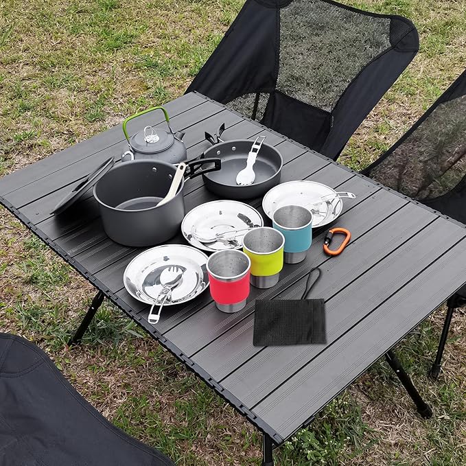 Lixada 22PCS Camping Cookware Kit Camping Utensils Cooking Set Camping Pot Pan Cooking Set Camp Cookware Set with Mesh Bag for Outdoor Camping Hiking Backpacking 1-3 Person