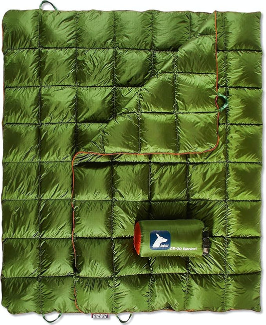 Horizon Hound Down Camping Blanket - Outdoor Travel Quilt | Sustainable, Insulated, Lightweight & Warm Gear for Sleep, Camping, Stadium, Hiking & Festivals | Water Resistant, Packable & Compact