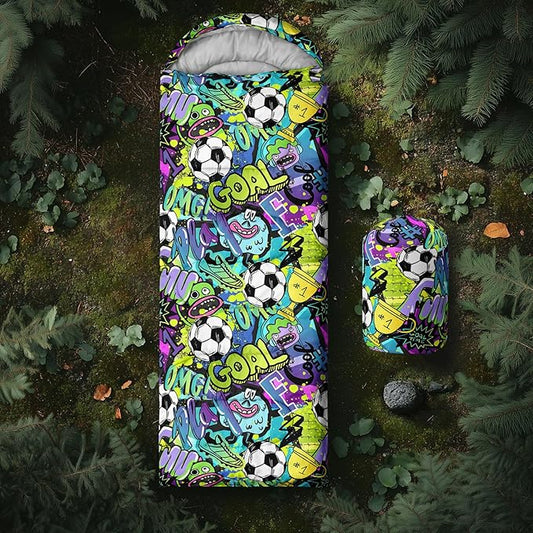 AILONEN Boys Sleeping Bag for Camping,Nautical Anchor,Lightweight & Waterproof,3 Season Warm & Cool Weather,Navy Blue Sleeping Bags for Kids Men Travelling,Outdoors